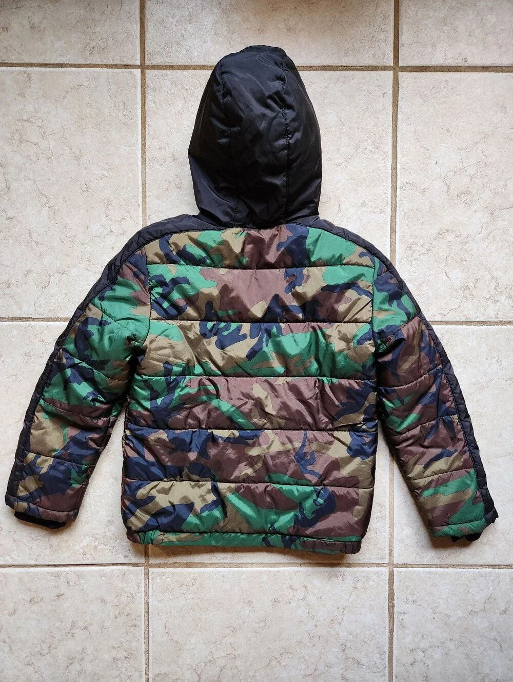 Jordan Nike Air Camo Hooded Puffer Jacket Youth Large L (12-13 Yrs) Fleece Lined